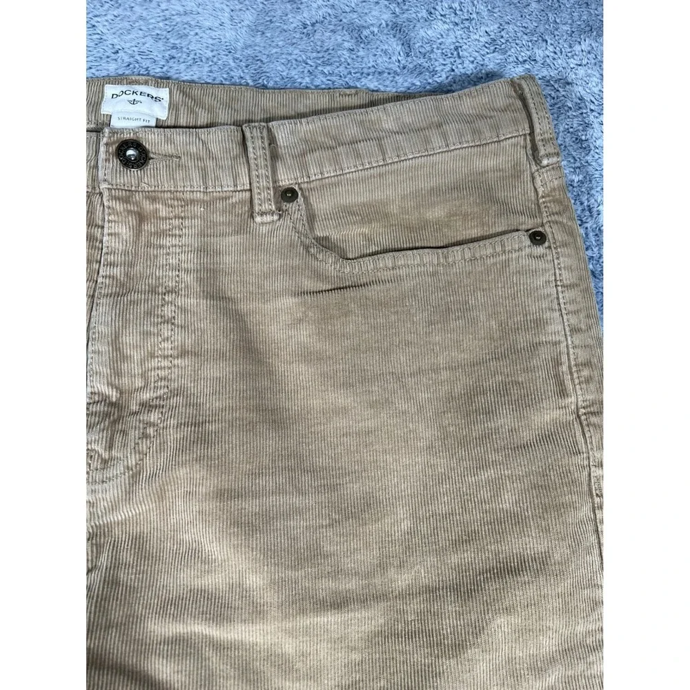 Dockers Mens Corduroy Pants Tan Khaki Straight Leg Stretch 38x30 (28)